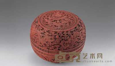 清中期 剔红云纹九龙捧盒 直径23cm